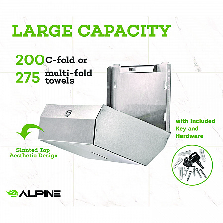 Horizontal C-Fold/Multi-Fold Paper Towel Dispenser, 7.08 x 3.93 x 10.82, Brushed Nickel (ALP481S)