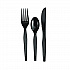 Individually Wrapped Heavyweight Cutlery Set, Fork/Knife/Spoon, Plastic, Black, 250/Carton (CH56C7)