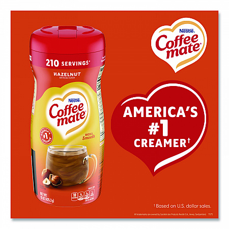 Non-Dairy Powdered Creamer, Hazelnut, 15 oz Canister, 12/Carton (12345CT)