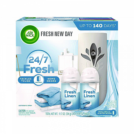 Freshmatic Ultra Automatic Starter Kit, Gadget/(2) 5.89 oz Fresh Linen Refills/AA Battery, 4 Kits/Carton (01918CT)