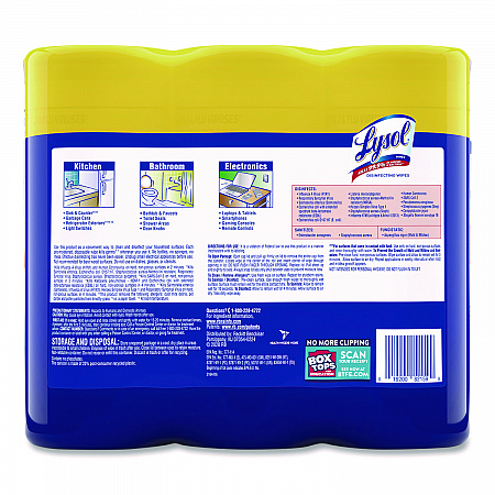 Disinfecting Wipes, 1-Ply, 7 x 7.25, Lemon and Lime Blossom, White, 35 Wipes/Canister, 3 Canisters/Pack, 4 Packs/Carton (82159CT)