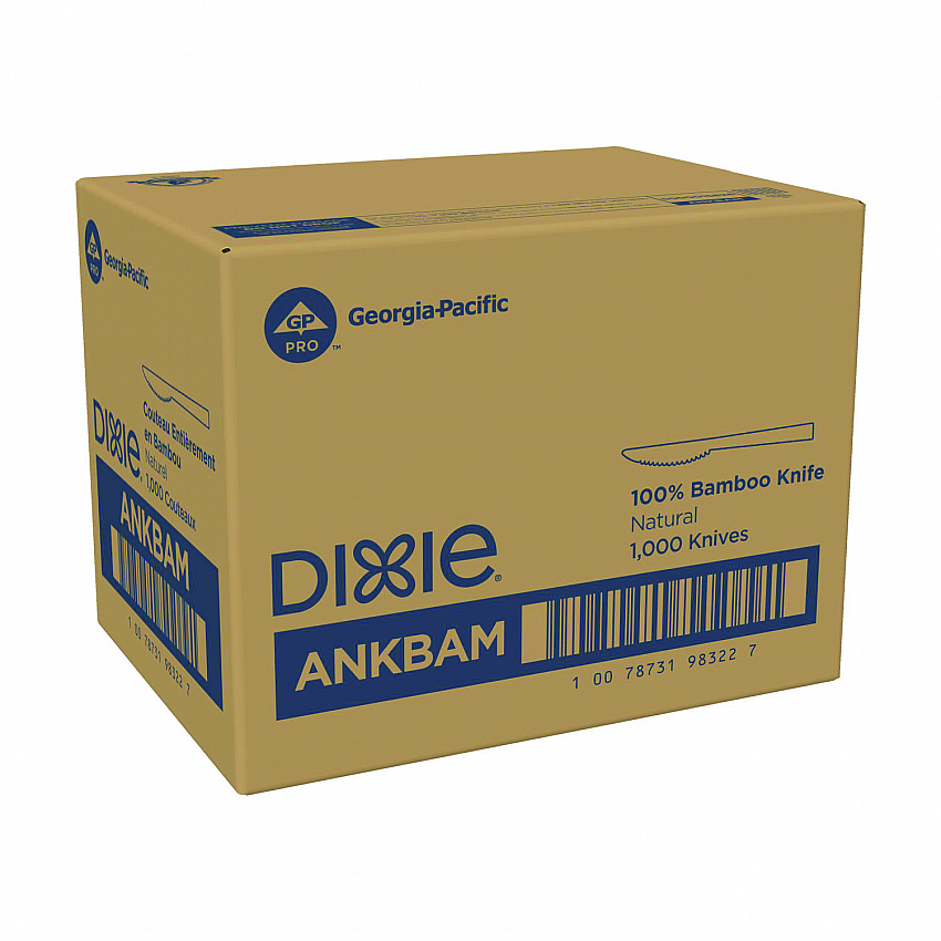 Bamboo Cutlery, Mediumweight Knife, Paper, Light Golden, 100/Pack, 10 Packs/Carton (ANKBAM)
