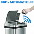 Rectangular Sensor Trash Can, 2.5 gal, Plastic, Silver (HLS02SS)