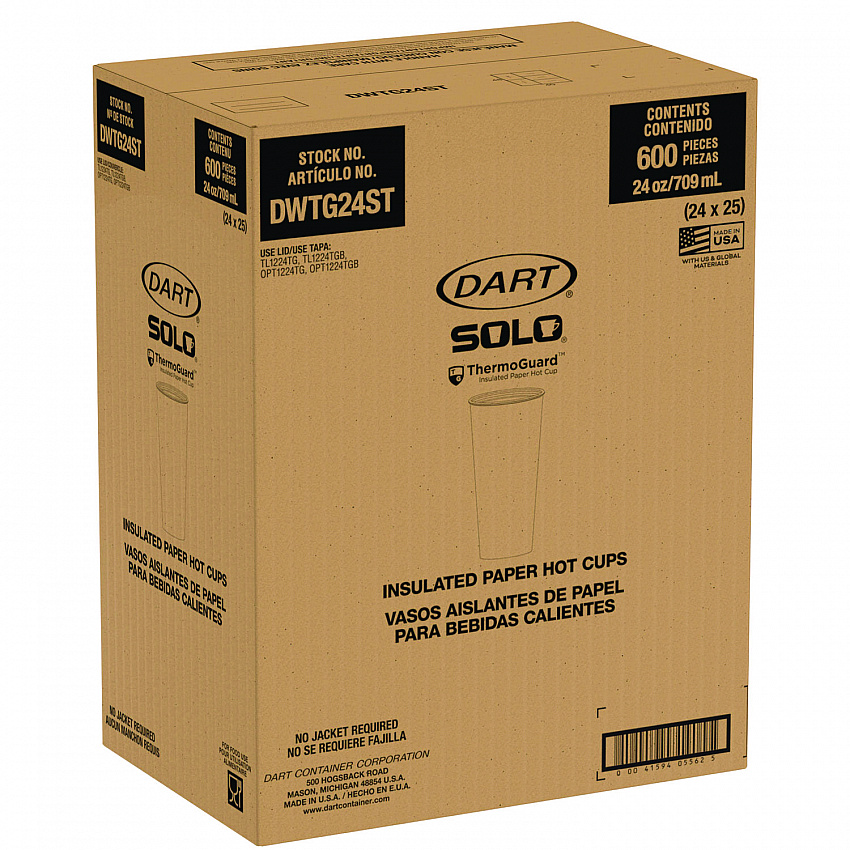 Thermoguard Insulated Paper Hot Cups, 24 oz, White Sustainable Forest Design, 600/Carton (DWTG24W)