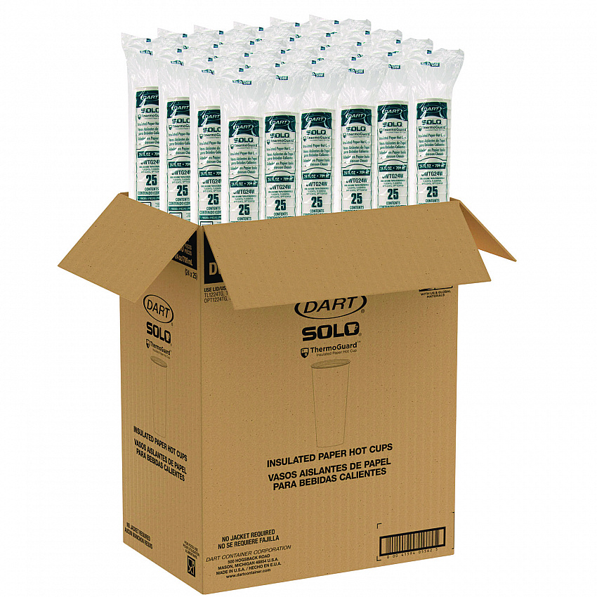Thermoguard Insulated Paper Hot Cups, 24 oz, White Sustainable Forest Design, 600/Carton (DWTG24W)