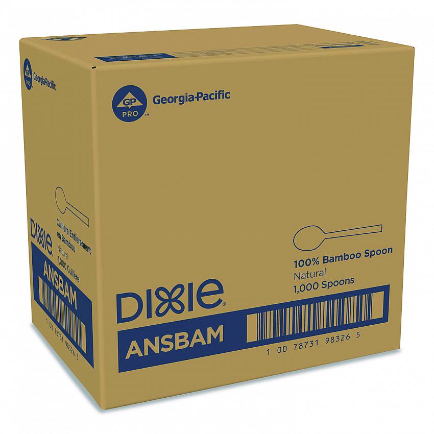 Bamboo Cutlery, Mediumweight Spoon, Paper, Light Golden, 100/Pack, 10 Packs/Carton (ANSBAM)