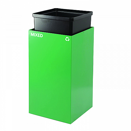 29 Gallon Trash/Recycling Cans, Steel, Green Mixed Recycling Can with Mixed Lid (4450KITGRNMM)