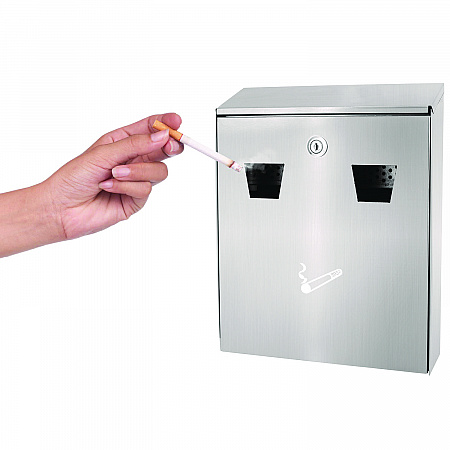 Wall-Mounted Safe Cigarette Disposal Station Outdoor Ashtray, Stainless Steel (ALP49001SS)