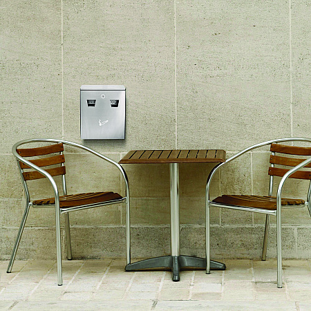Wall-Mounted Safe Cigarette Disposal Station Outdoor Ashtray, Stainless Steel (ALP49001SS)