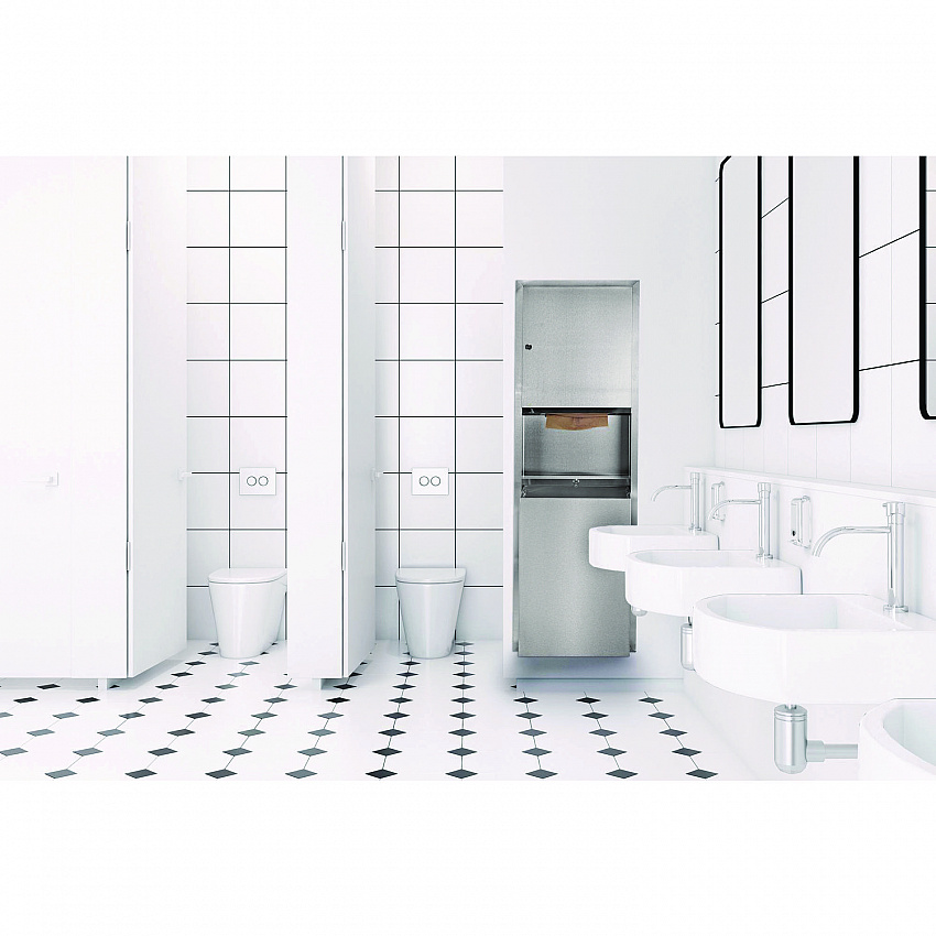 Stainless Steel Recessed Paper Towel Dispenser with Waste Receptacle, 56 x 4 x 17 (ALP492)
