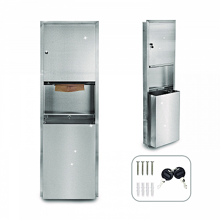 Stainless Steel Recessed Paper Towel Dispenser with Waste Receptacle, 56 x 4 x 17 (ALP492)