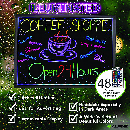 LED Illuminated Hanging Message Writing Board, Black 26