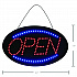 LED Oval Open Sign, 23 x 14, Black Frame, Blue/Red Graphics (ALP49702)