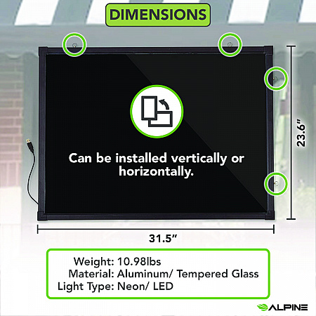 LED Illuminated Hanging Message Writing Board, Black 22