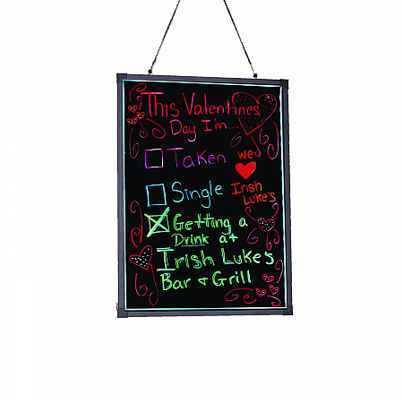 LED Illuminated Hanging Message Writing Board, Black 22