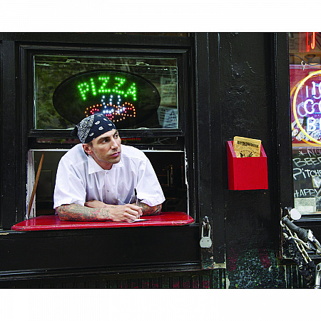 LED Oval Pizza Sign, 23 x 14, Black Frame, Green/Orange/Red/White Graphics (ALP49707)