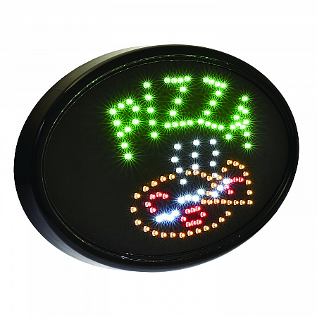 LED Oval Pizza Sign, 23 x 14, Black Frame, Green/Orange/Red/White Graphics (ALP49707)