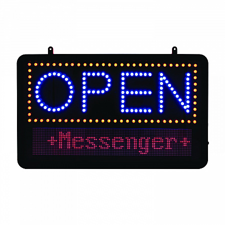LED Programmable Message Board Open Sign, 22 x 13, Black Frame, Blue/Red Graphics (ALP49710)