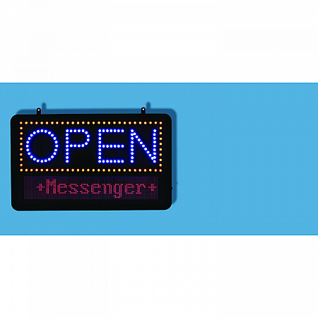 LED Programmable Message Board Open Sign, 22 x 13, Black Frame, Blue/Red Graphics (ALP49710)