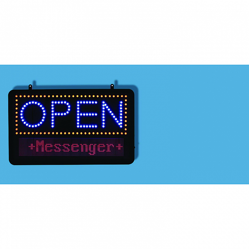 LED Programmable Message Board Open Sign, 22 x 13, Black Frame, Blue/Red Graphics (ALP49710)