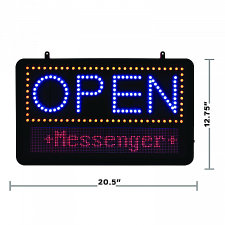 LED Programmable Message Board Open Sign, 22 x 13, Black Frame, Blue/Red Graphics (ALP49710)
