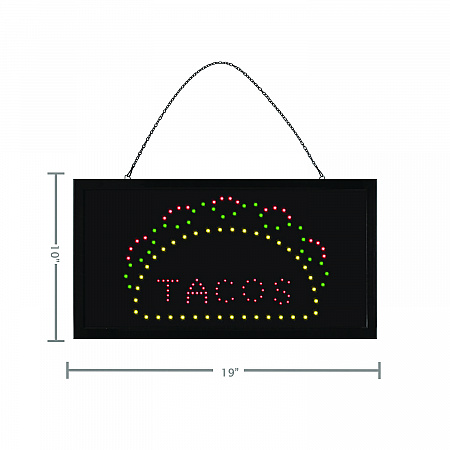 LED Rectangular TACO Sign, 19 x 10, Black Frame, Green/Red/Yellow Graphics (ALP49711)