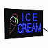 LED Rectangular Ice Cream Sign, 19 x 10, Black Frame, Blue/Green/Orange/Red/White Graphics (ALP49713)