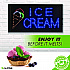 LED Rectangular Ice Cream Sign, 19 x 10, Black Frame, Blue/Green/Orange/Red/White Graphics (ALP49713)