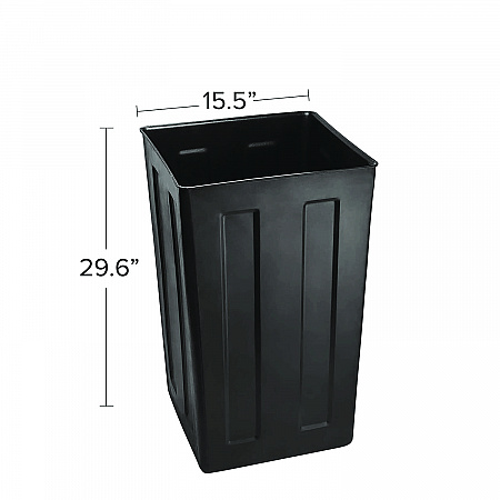 40 Gallon Rigid Plastic Waterproof Square Trash Can Insert Liner for Indoor/Outdoor Trash Can, Plastic, Black (ALPA01)