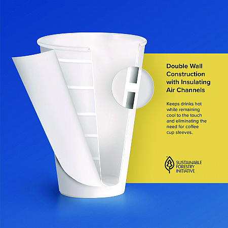 Thermoguard Insulated Paper Hot Cups, 12 oz, White Sustainable Forest Design, 600/Carton (DWTG12W)