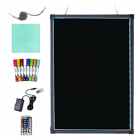 LED Illuminated Hanging Message Writing Board, Black 22