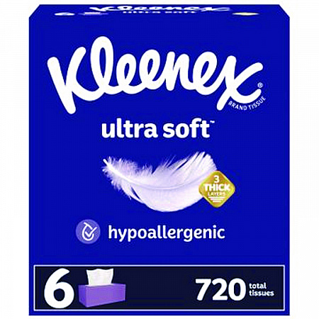 Ultra Soft Facial Tissue, 3-Ply, White, 120 Sheets/Box, 6 Boxes/Pack, 4 Packs/Carton (54317)