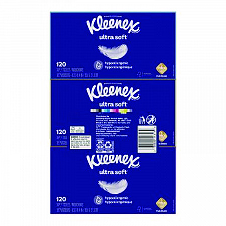 Ultra Soft Facial Tissue, 3-Ply, White, 120 Sheets/Box, 6 Boxes/Pack, 4 Packs/Carton (54317)