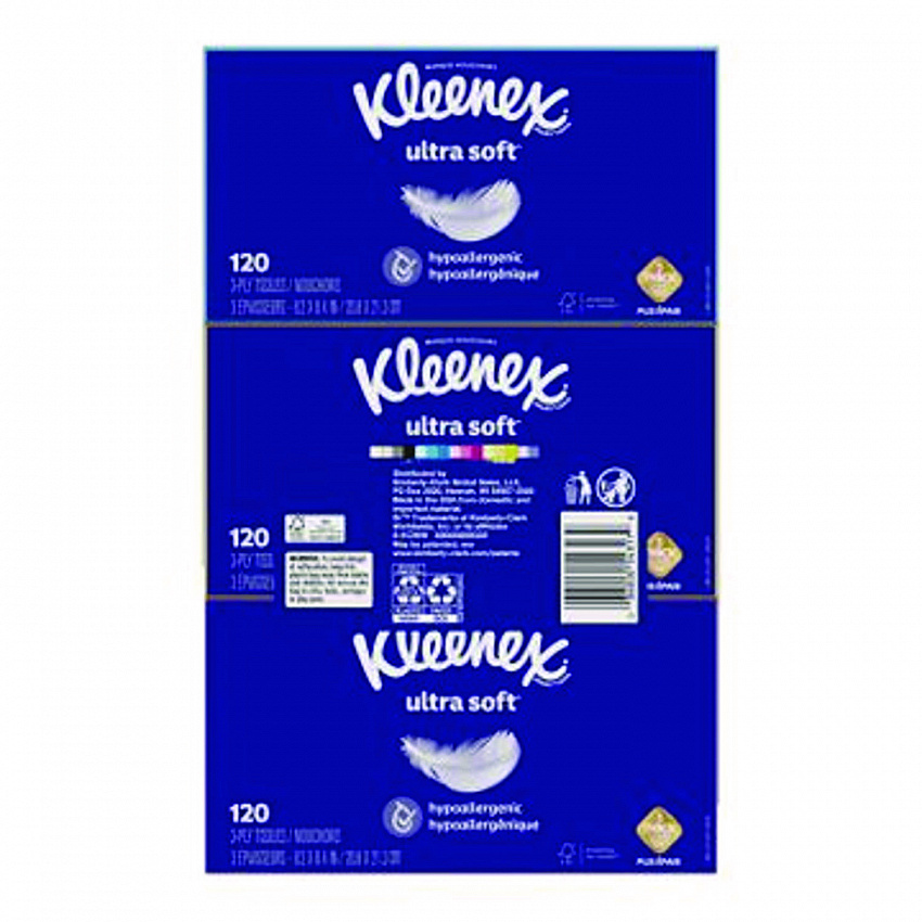 Ultra Soft Facial Tissue, 3-Ply, White, 120 Sheets/Box, 6 Boxes/Pack, 4 Packs/Carton (54317)