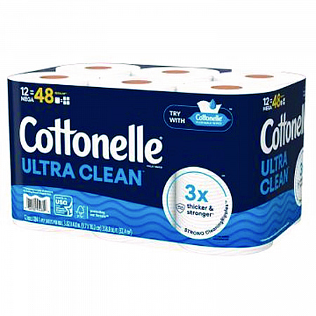 Ultra CleanCare Toilet Paper, Strong Bath Tissue, Septic Safe, 1-Ply, White, 284 Sheets/Roll, 12 Rolls/Pack, 4 Packs/Carton (55480)