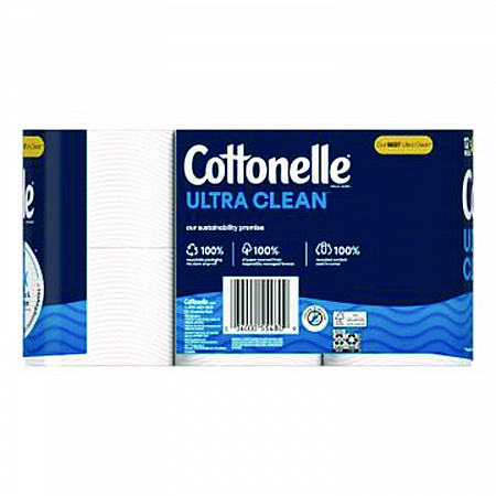 Ultra CleanCare Toilet Paper, Strong Bath Tissue, Septic Safe, 1-Ply, White, 284 Sheets/Roll, 12 Rolls/Pack, 4 Packs/Carton (55480)
