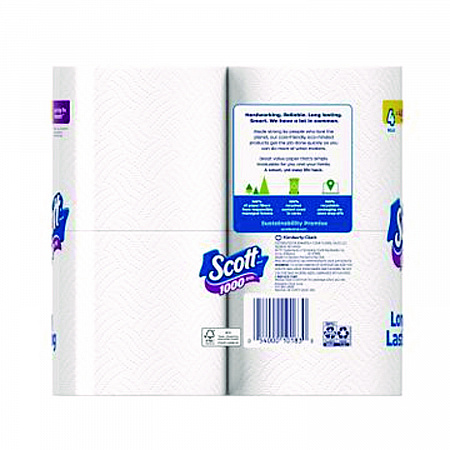 1000 Bathroom Tissue, Septic Safe, 1-Ply, White, 1,000 Sheets/Roll, 4 Rolls/Pack, 12 Packs/Carton (10183)