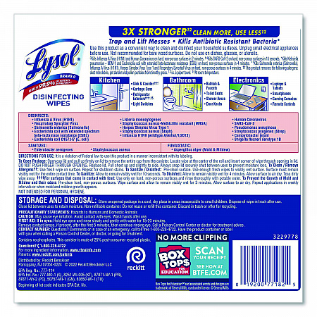 Disinfecting Wipes, 1-Ply, 7 x 7.25, Lemon and Lime Blossom, White, 80 Wipes/Canister (77182EA)