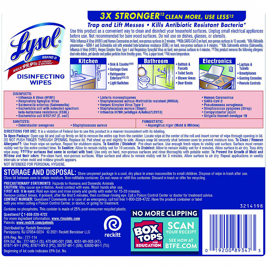 Disinfecting Wipes, 1-Ply, 7 x 7.25, Early Morning Breeze, White, 80 Wipes/Canister, 6 Canisters/Carton (89347CT)