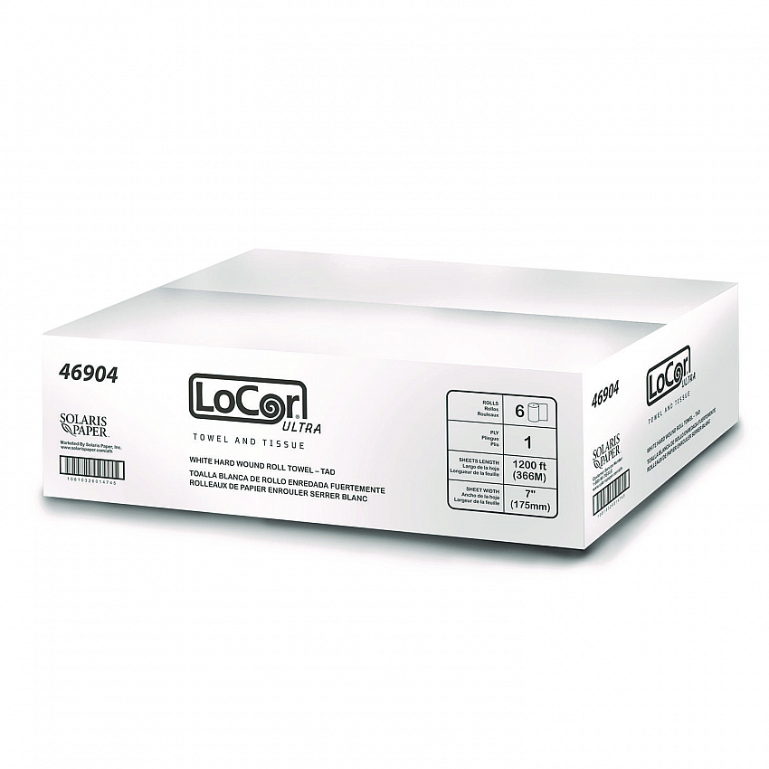 Hard Wound Roll Towel, TAD, 1-Ply, 7" x 1,200 ft, White, 6 Rolls/Carton (46904)