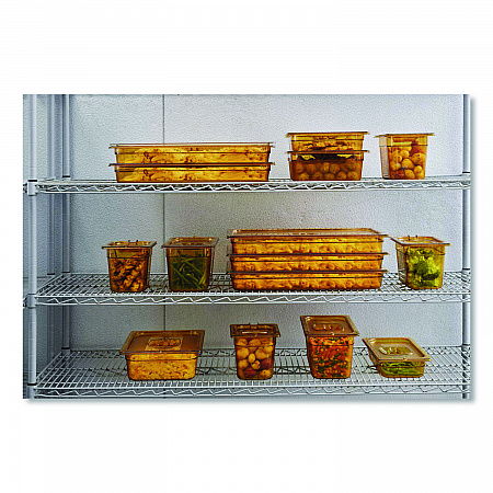 Insert Pan Handled Notched Cover, 6.38 x 0.39 x 10.38, Amber, Plastic, 6/Carton (214P86AMB)
