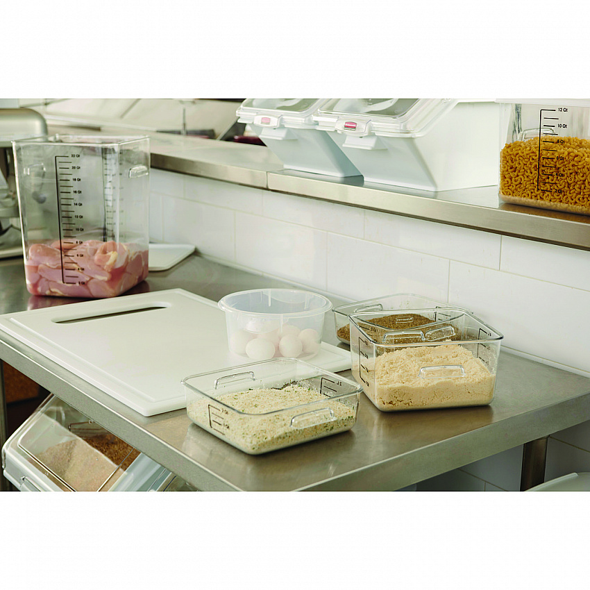 SpaceSaver Square Containers, 2 qt, 8.8 x 8.75 x 2.7, Clear, Plastic (6302CLE)