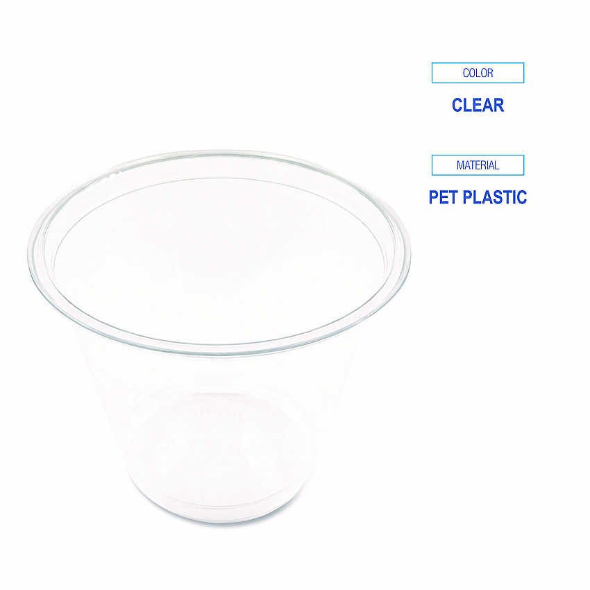 Clear Plastic PET Cups, Squat, 9 oz, 1,000/Carton (PET9S)