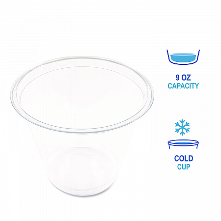 Clear Plastic PET Cups, 9 oz, 50/Pack (PET9SPK)
