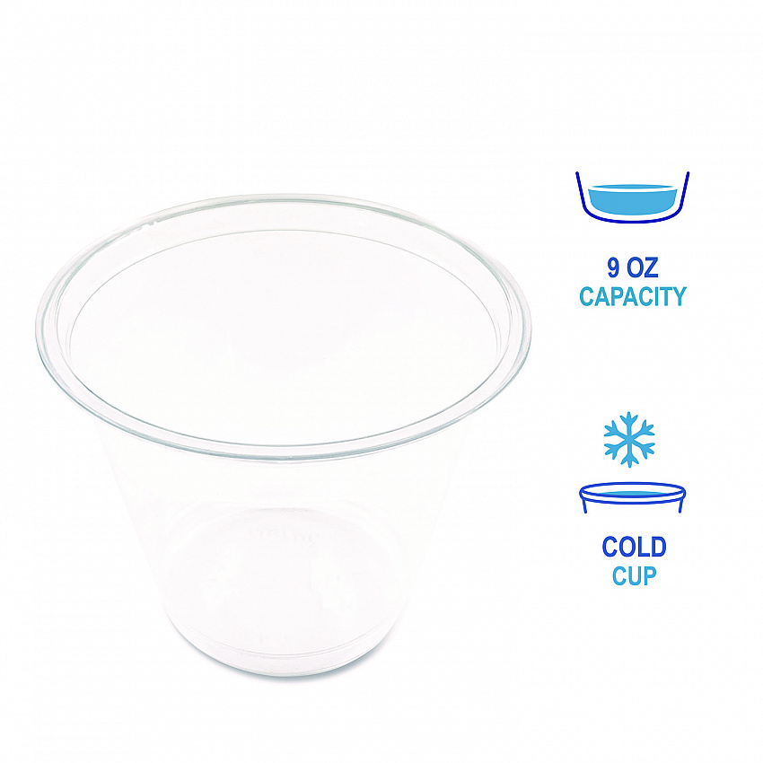 Clear Plastic PET Cups, 9 oz, 50/Pack (PET9SPK)