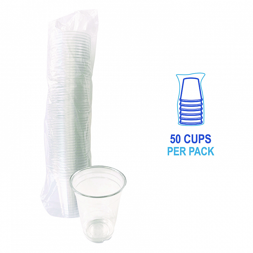 Clear Plastic PET Cups, 14 oz, 50/Pack (PET14PK)