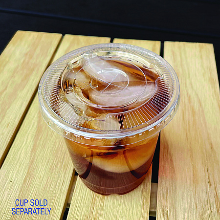 PET Cold Cup Straw-Slot Lids, Fits 9 oz to 10 oz Cold Cups, Plastic, Clear, 100/Pack (PET910STRAPK)