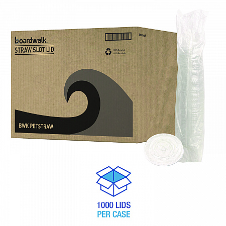 PET Cold Cup Straw-Slot Lids, Fits 9 oz Squat/12 oz Cold Cups, Plastic, Clear, 1,000/Carton (PET912STRAW)