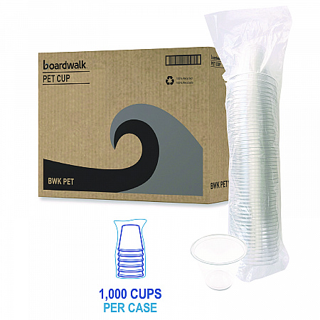 Clear Plastic PET Cups, Squat, 9 oz, 1,000/Carton (PET9S)
