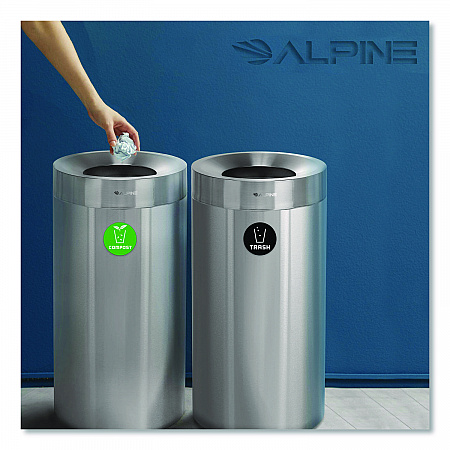 27 Gallon Stainless Steel Compost Bin and Trash Can, Brushed Stainless Steel (ALP47527COT)